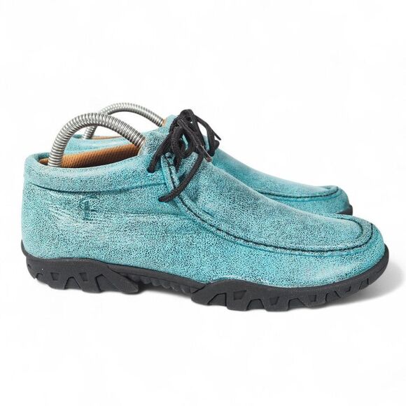 Ferrini Rouge Moc Toe Mid Leather Chukka Boots Women's 8.5B Turquoise 63722-50 - Picture 4 of 11